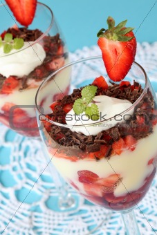 Strawberry and chocolate dessert