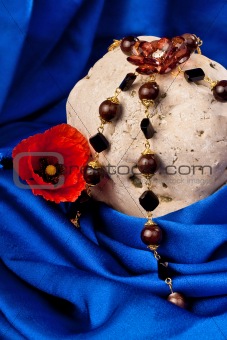 Necklace, flower and stone