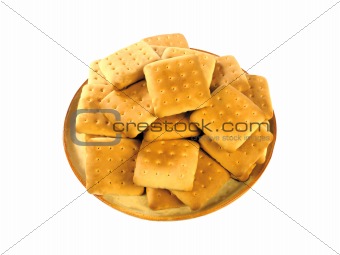 sweet cookies on plate isolated on white