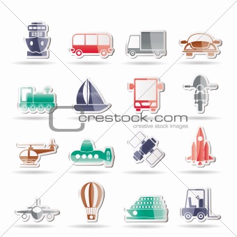 Transportation, travel and shipment icons