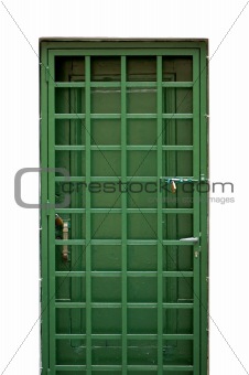 green metal door