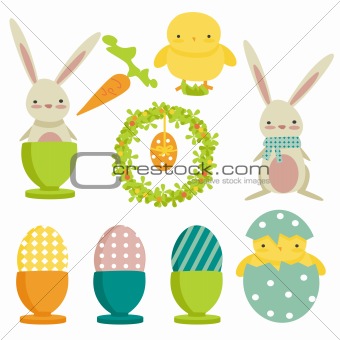 collection of easter theme icons