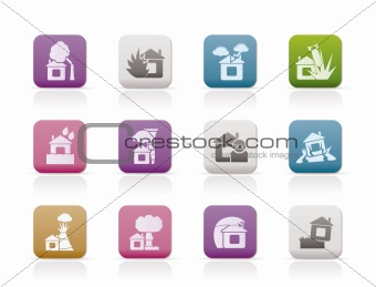 home and house insurance and risk icons