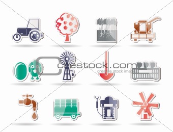 farming industry and farming tools icons
