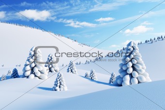 winter landscape with fir trees