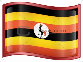 Uganda Flag icon, isolated on white background.