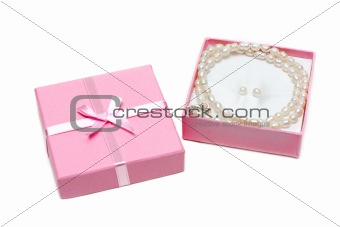 Gift box with necklace from pearl
