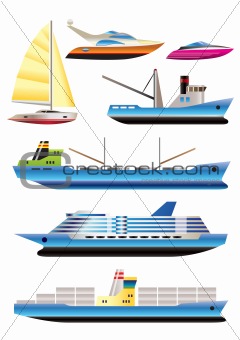 different types of boat and  ship icons