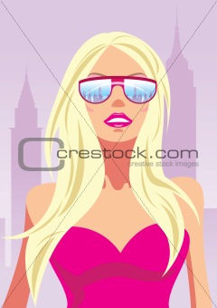 Fashion girl with glasses in New York