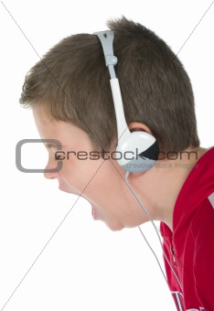 Little boy in ear-phones