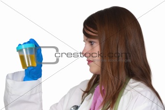Woman Doctor with Urine Sample