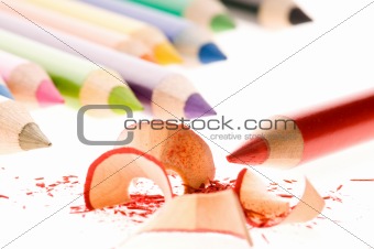 Sharpened pencils and wood shavings