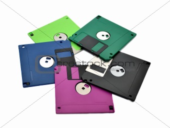 Floppy diskettes on a white background