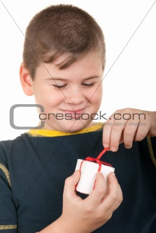 Little boy with  gift