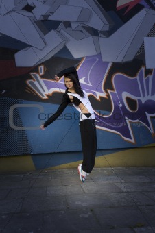 modern dancer girl and graffiti