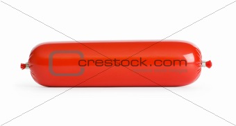 Smoked sausage isolated on the white background