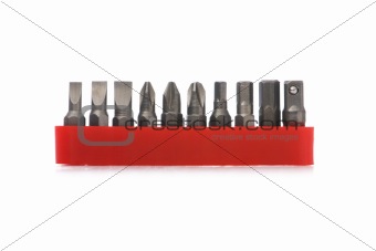 Different screwdriver heads isolated on white