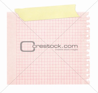 red squared paper stuck with yellow tape