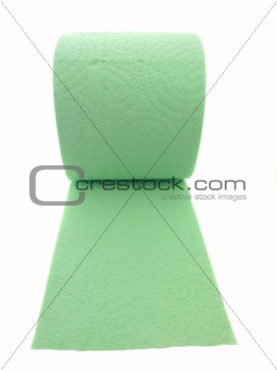 Green toilet paper isolated on white background 