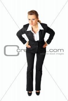 Full length portrait of displeased modern business woman
