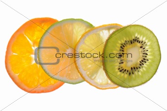 Different sliced fruit