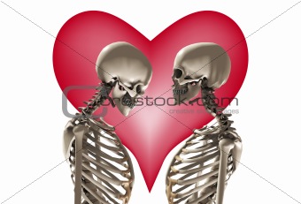 Skeletons With Love Heart 