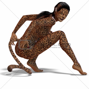 female fantasy leopard creature