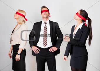 Group of disoriented businesspeople