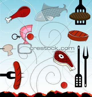 Retro-style Barbeque Icons (vector)