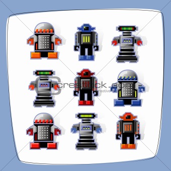 Pixel Art Robot Icons