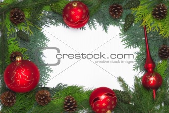 Christmas green frame with red balls