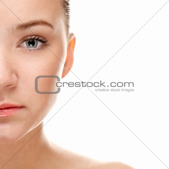 Half face of woman