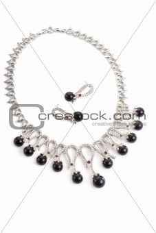 Necklace with black pearls