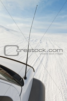 4x4 driving on a glacier