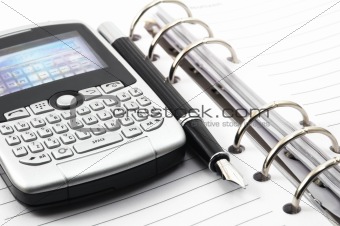 note book and phone