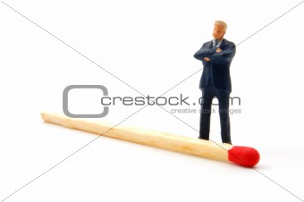 business man and matches on white