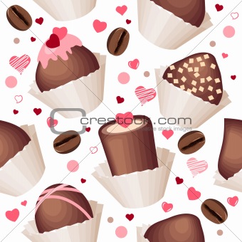 Seamless pattern with chocolates