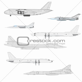 Combat aircraft. Team.  vector illustration for designers