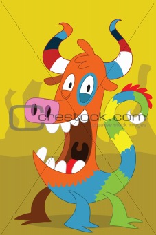 Taurus pig-like alien monster with clown dragon tail