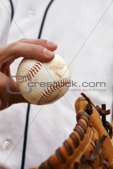 Pitcher Demonstrates his Grip