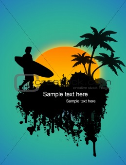 Surfer on tropical poster