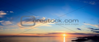 Panorama of sunset over sea
