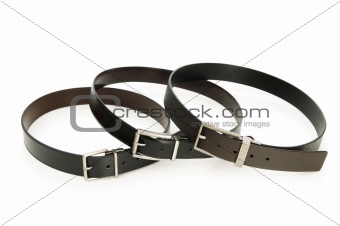 Leather belts isolated on the white background