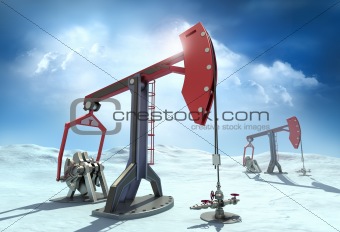 Oil Rig : Pump jacks in the north. 