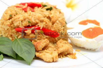 Thai fried rice on plate traditional asian cuisine 
