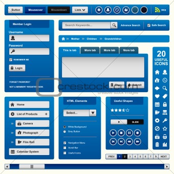 Website Web Design Elements Blue Template Frame