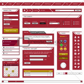Website Web Design Element Template Frame Red