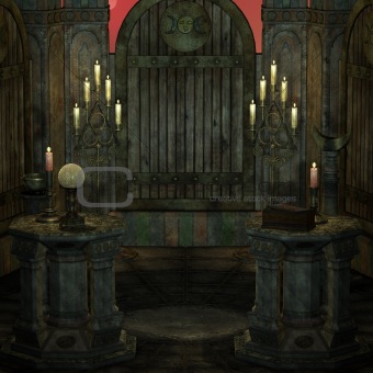 archaic altar in a fantasy setting