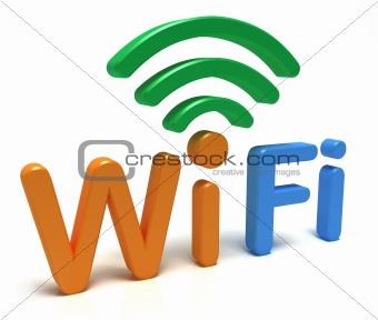 WiFi logo. 3D concept. Isolated on white