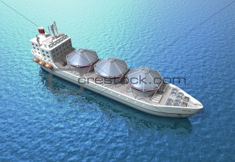 Oil Tanker ship sails across the Ocean